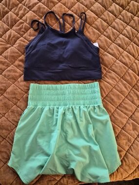 Nike Strappy Tank L AND Mint Green High Rise Shorts Size S